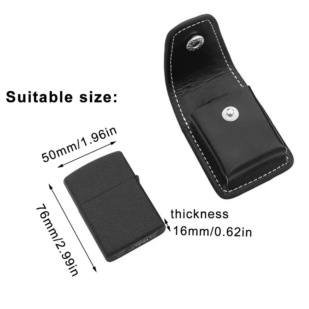 High Leather Cover Men's Box Holder – Windproof Zip Cigarette Lighter with Gift Bag, Small Box Case for Super Match