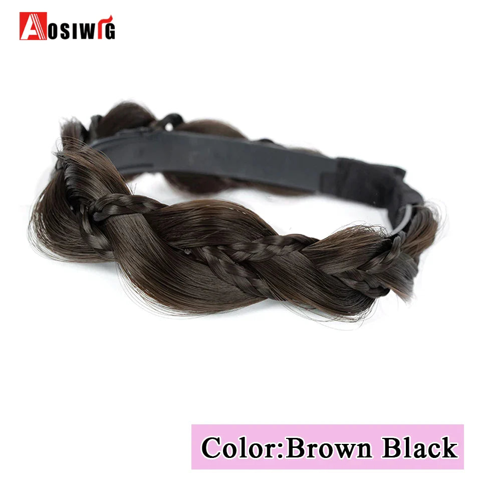Synthetic Fishbone Braided Headband – Bohemian Plaited Hairpiece for Women Hairstyling