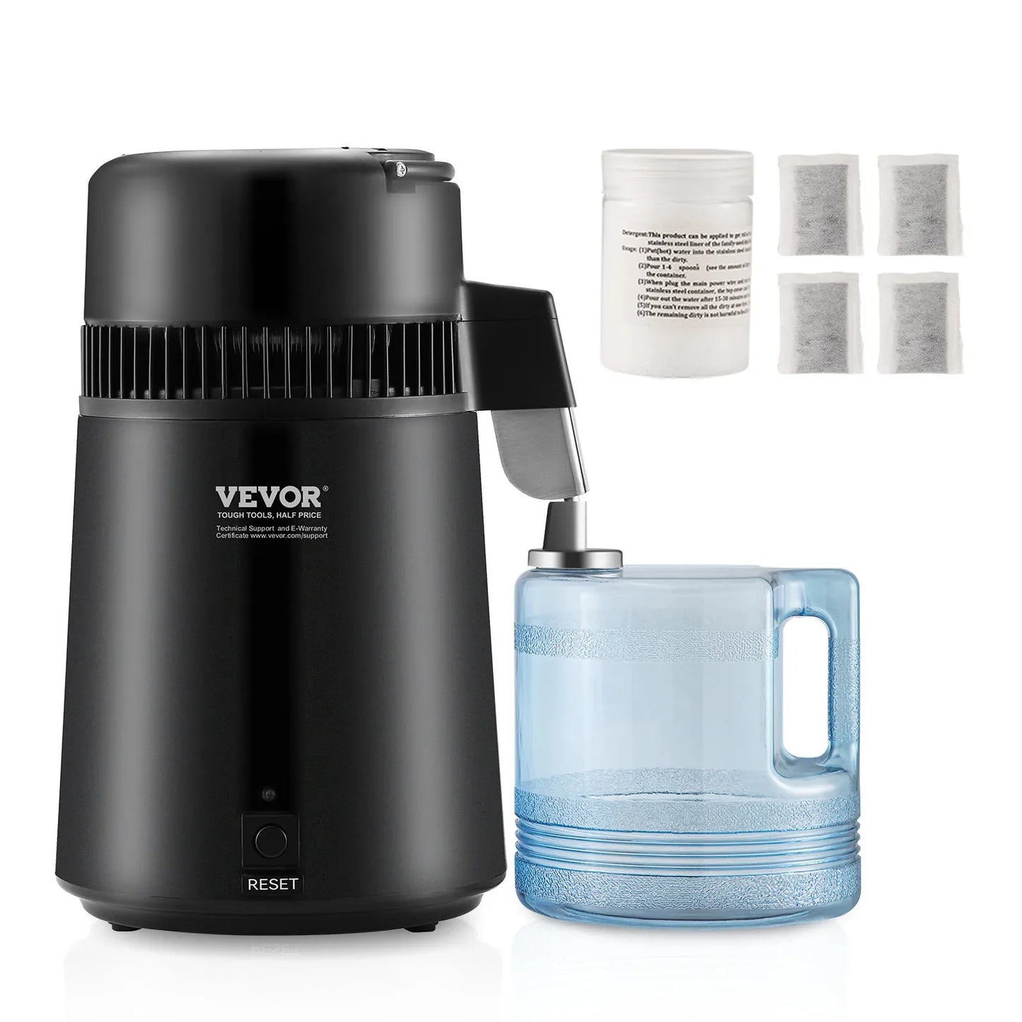 SucceBuy 4L Water Distiller – 1.05 Gallon Countertop Pure Water Purifier with 750W Filter