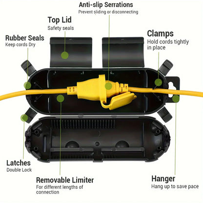Water-Resistant Extension Cord Plug Safety Cover – Protective Electrical Connection Box for Indoor & Outdoor Use, Holiday Lights & Appliances
