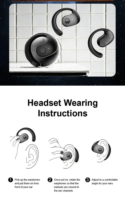 OWS Wireless Bluetooth Headphones — Smart Touch Sports Earbuds, HiFi Stereo, Waterproof with Mic for Phone