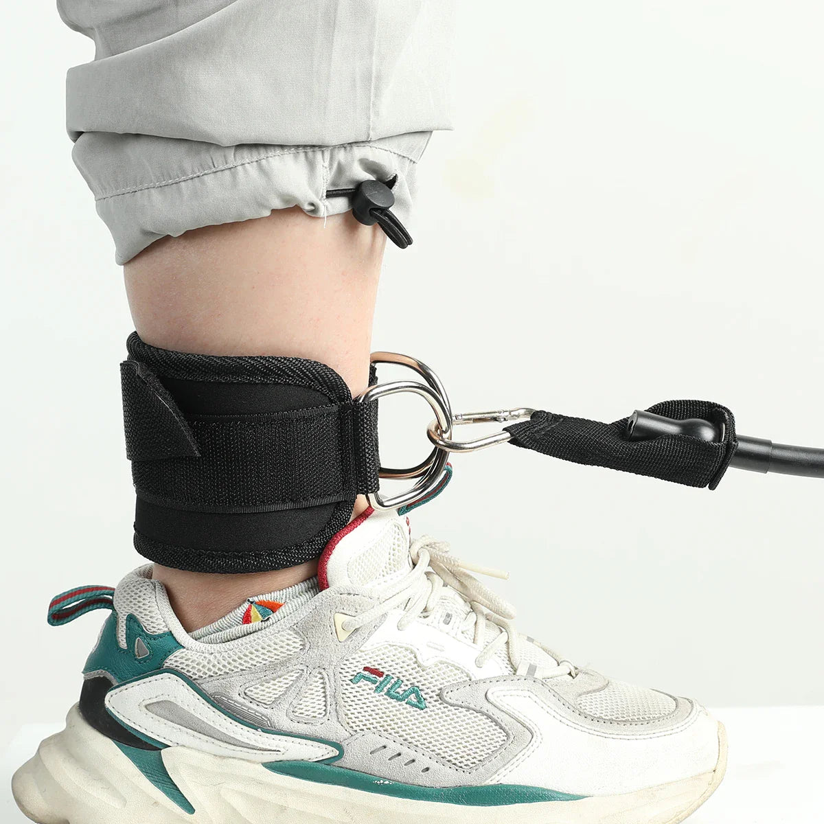 Adjustable Fitness Ankle Straps - D-Ring Support Cuffs for Gym Leg Strength Workouts - Pulley Buckle Sports Guard