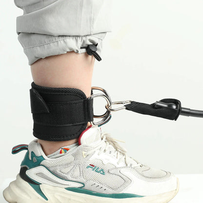 Adjustable Fitness Ankle Straps - D-Ring Support Cuffs for Gym Leg Strength Workouts - Pulley Buckle Sports Guard