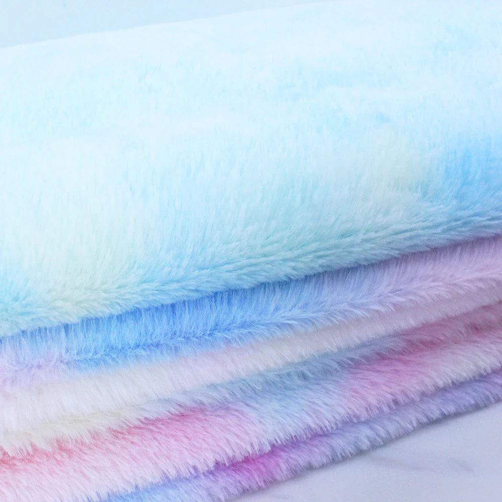 8MM Tie-Dye Plush Fur Fabric — Soft Gradient Rabbit Fur for DIY Dolls, Clothing, Pillows & Scarves