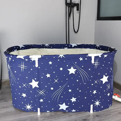 Folding Portable Adult Bath Tub – Thickened Insulated Round SPA Soaking Bucket for Home Bathroom