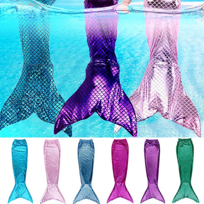 Cosplay Mermaid Tail Costume for Kids — Elastic Swimwear for Girls, Quick-Dry Swimming & Party Use