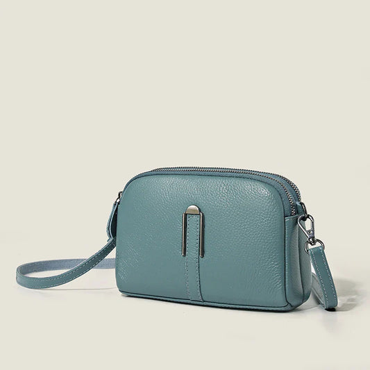 Luxury Genuine Leather Women's Crossbody Bag – Solid Color Shoulder Bag, Clutch & Messenger Purse