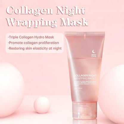 Hydrolyzed Collagen Overnight Facial Mask - Peel-Off Hydrating & Firming Mask, Reduces Sagging & Dullness, Boosts Elasticity