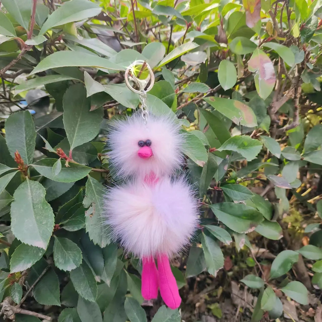 Cute Doll Ostrich Plush Pendant Keychain – Colorful Fur Ball Backpack Key Ring, Creative Gift for Women 2025 Xmas & New Year