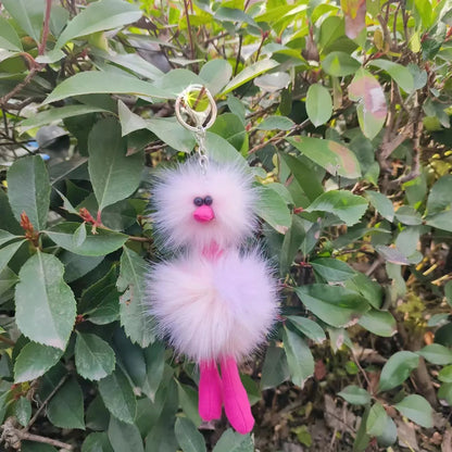 Cute Doll Ostrich Plush Pendant Keychain – Colorful Fur Ball Backpack Key Ring, Creative Gift for Women 2025 Xmas & New Year