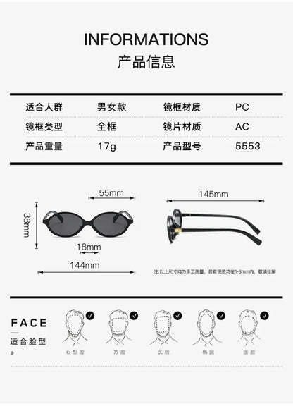 Women's Oval Sunglasses – Retro Small Frame UV400 Clear Lens Fashion Eyewear