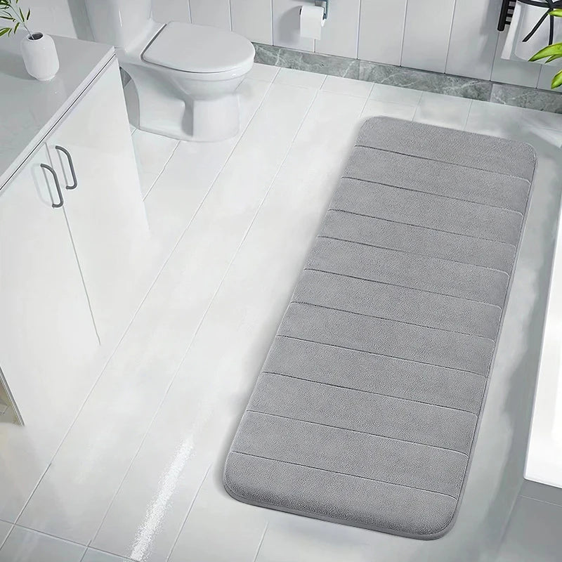 Coral Velvet Bathroom Mat - Anti-Skid Absorbent Toilet & Bathtub Floor Mat, Entrance Rug