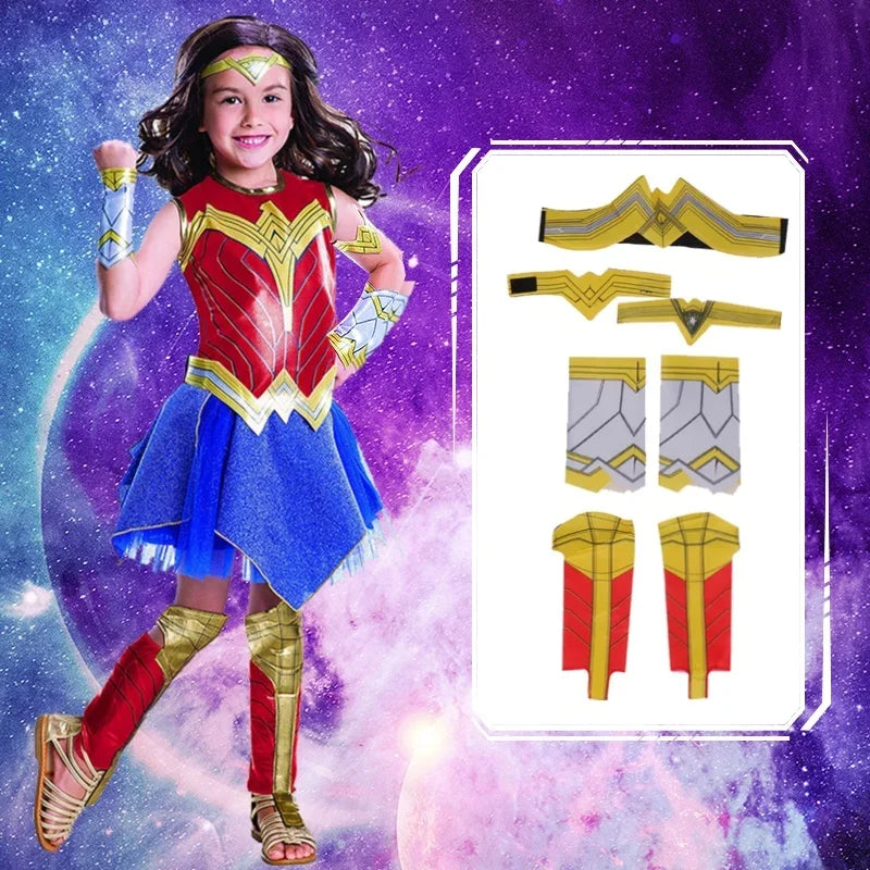 Deluxe Wonder Woman Anime Costume for Girls – Dawn of Justice Superhero Halloween Fancy Dress Cosplay