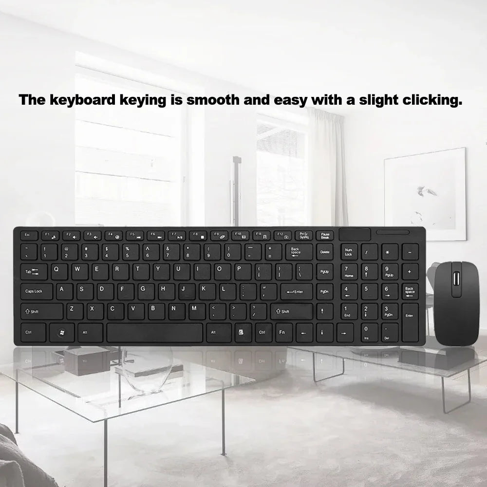 K-06 2.4G Wireless Keyboard and Mouse Combo – Plug and Play Black Set for Laptop