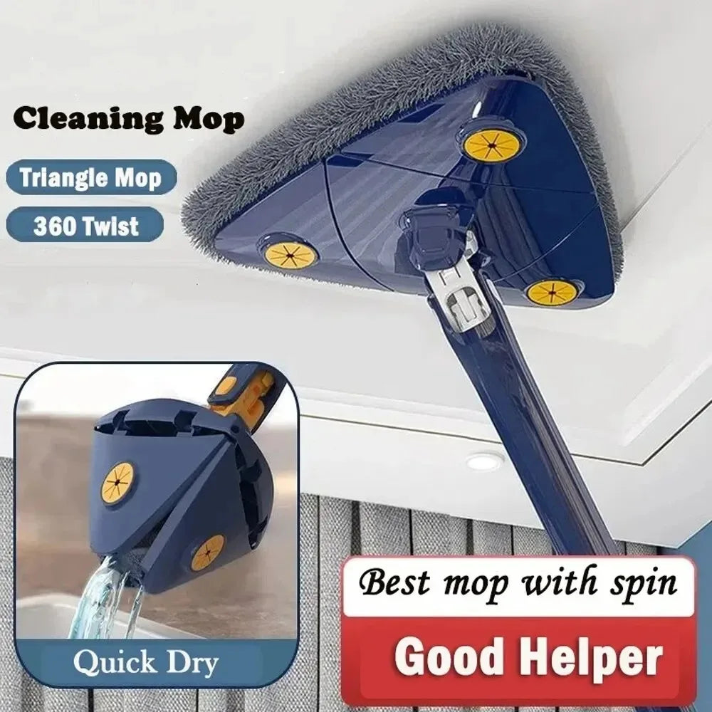 360° Rotatable Triangle Mop | Adjustable Long Handle Microfiber Mop for Wet & Dry Cleaning | Multifunctional Floor Cleaner