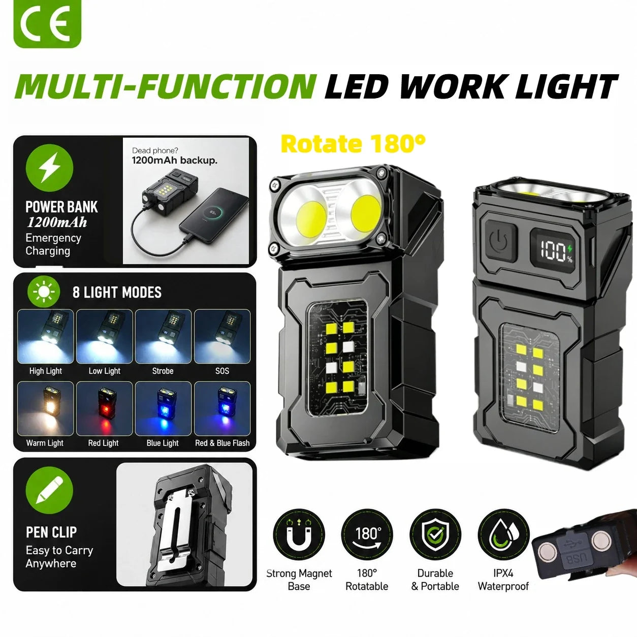 Tactical Mini LED Flashlight - Rechargeable EDC Work Light for Outdoor Camping Hiking and Molle Gear