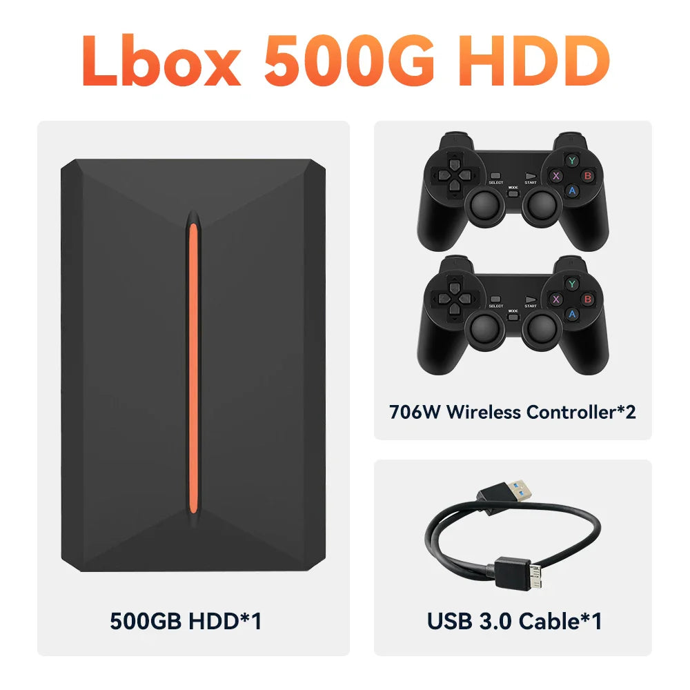 Launchbox 500GB Gaming Hard Drive Emulator for PS4, Switch, GameCube, PS3, PS2, Wii, WiiU with 3700+ 3D & AAA PC Games