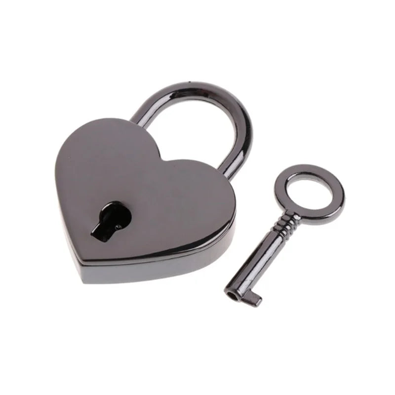 30x39mm Antique Heart-Shaped Padlock – Vintage Pink Romantic Key Lock for Diaries, Weddings, and Jewelry
