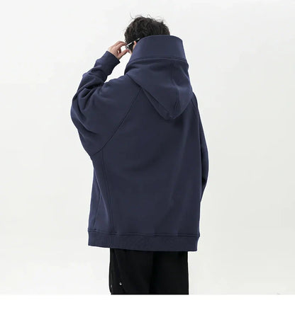 Autumn High Neck Sweatshirt for Men – Pile Collar Hoodie, Harajuku Ninja Style, Casual Sports Loose Fit Top