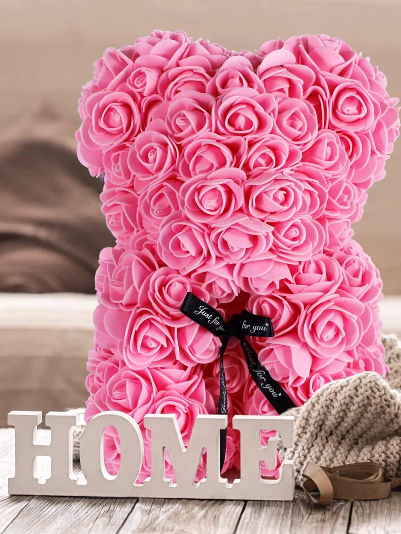 25cm Eternal Rose Teddy Bear – Artificial Flower Gift for Mom, Mother’s Day, Birthday, Valentine’s & Anniversary