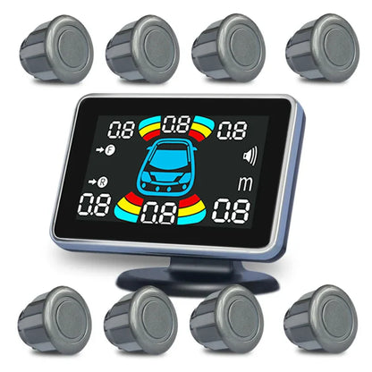 8-Channel Car Parking Sensor – Parktronic Reverse Backup Radar, Rear Auto Detector with Buzzer Assistance Kit