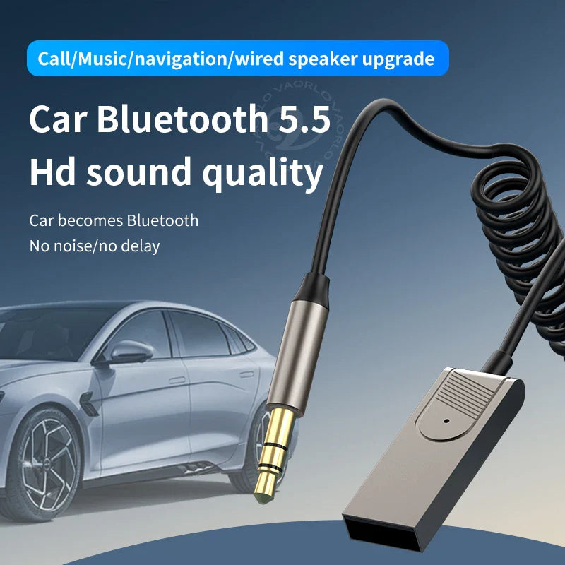 Bluetooth Car AUX Adapter – USB to 3.5mm Stereo Wireless Audio Receiver & Handsfree Dongle