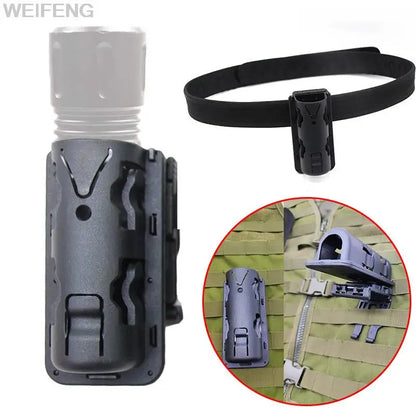 360° Rotating Tactical Flashlight Holster Pouch – MOLLE Belt Clip LED Torch Holder Case