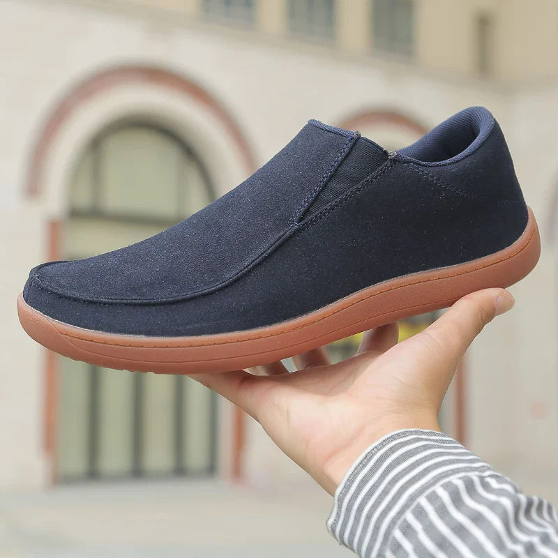 Fujeak Men’s Casual Loafers — Plus Size Non-Slip Wide Sneakers, 2024 Vulcanized Barefoot Shoes