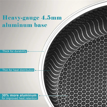 LMETJMA Stainless Steel Nonstick Frying Pan with Honeycomb Surface - Includes Lid, Compatible with Induction, Ceramic and Gas Cooktops - Model KC0480