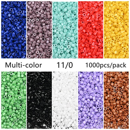 1000Pcs 1.6x1.3mm Japan Glass Seed Beads 11/0 – Cylindrical Loose Beads for DIY Statement Jewelry Making (5g Pack)