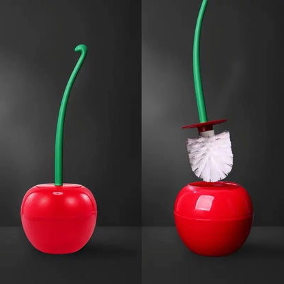 Cherry Shape Toilet Brush Set - Creative Lavatory Cleaning Brush with Decorative Holder for Bathroom