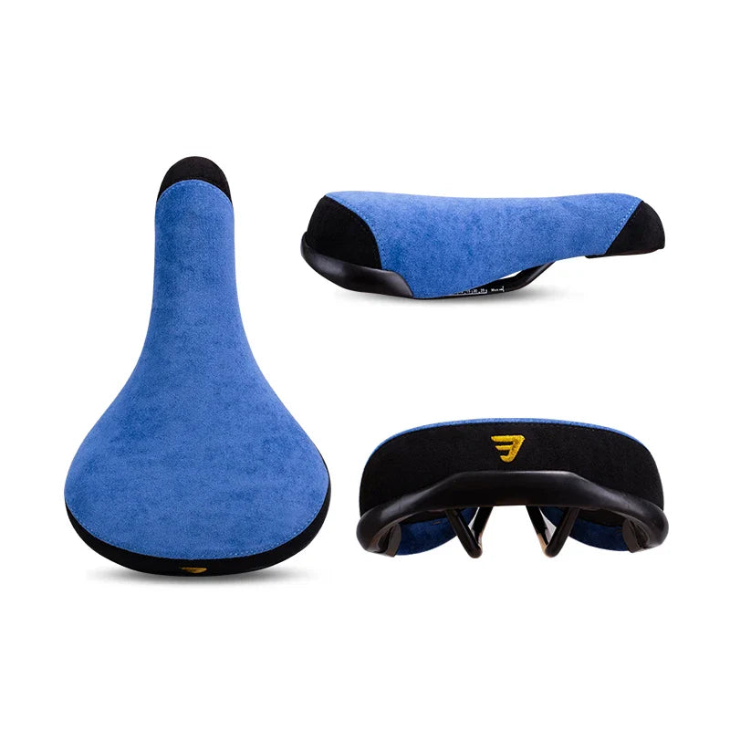 Funsea Bicycle Saddle – 2-Tone Flannelette Bike Seat with Embroidered Logo, 8mm Rail