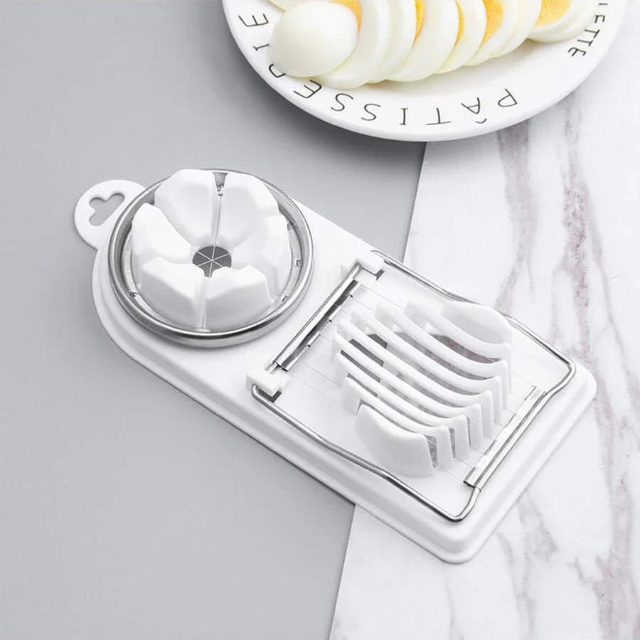 Multifunctional 2-in-1 Egg Cutter — PP Base with Stainless Steel Wire, High-Quality Hanging Kitchen Tool
