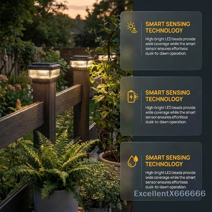 Solar Post Cap Light - IP65 Waterproof LED Outdoor Fence, Deck, Garden & Pathway Lighting