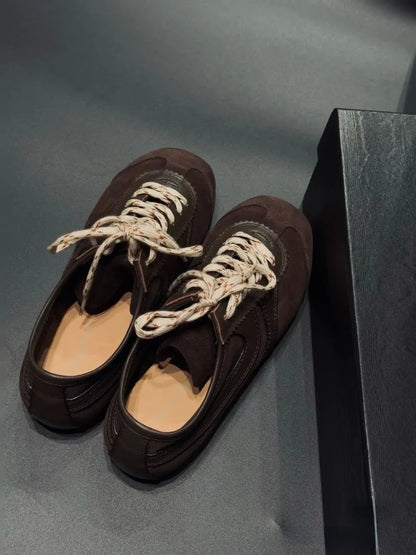 Real Leather German Training Shoes for Women — 2025 Retro Fashion Four Seasons Running & Casual Forrest Gump Style Sneakers