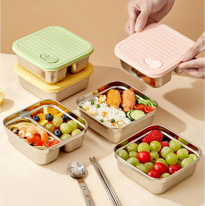 WORTHBUY 304 Stainless Steel Lunch Box with Lid — Portable Leak-Proof Stackable Bento Box for Fruit, Salad, and Food Storage, Ideal for Students
