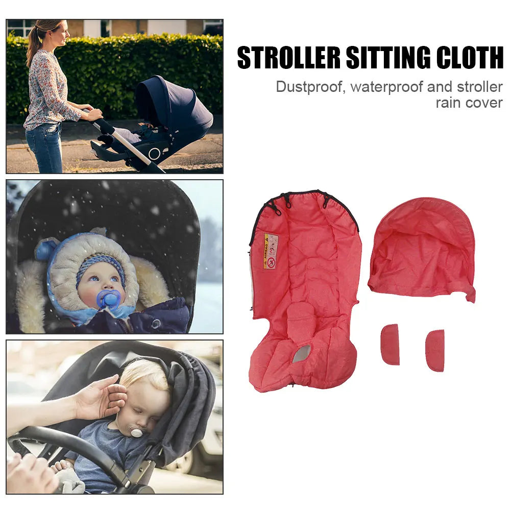 Toddler Baby Stroller Rain Cover — Waterproof Oxford Sunshade & Dustproof Cover with Soft Seat Cushion and Washing Kit