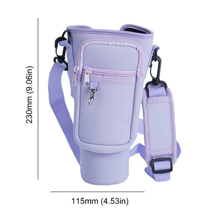 Portable Water Bottle Carrier Bag – Neoprene Holder with Phone Pocket for Stanley 40oz Tumbler with Handle