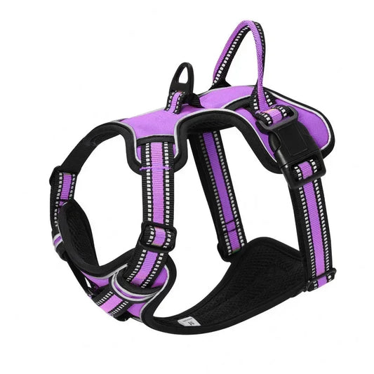 Adjustable No-Pull Reflective Dog Harness – Soft, Breathable Nylon Vest with Leash for Small & Large Dogs