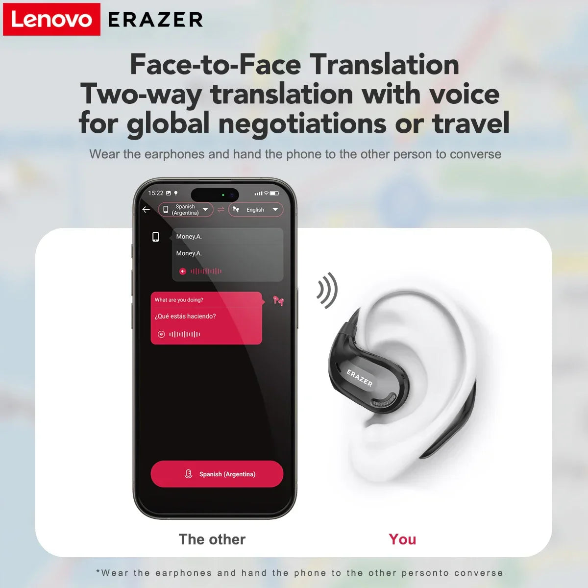 ERAZER XT66PRO Bluetooth Earphones – ASMR Wireless Headset with AI Translator, DIY App Control, 13-Hour Battery & Display