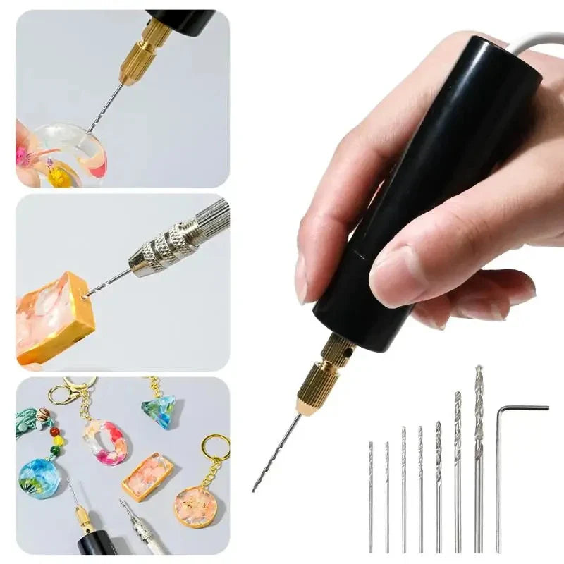 Mini Handheld USB Electric Drill – DIY Engraving Tool for Epoxy Resin, Jewelry Making & Wood Craft Precision Work
