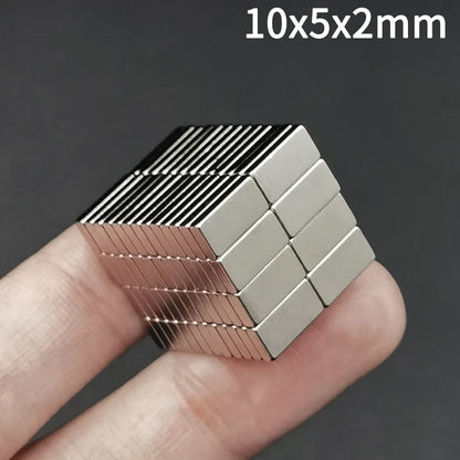 Super Powerful Neodymium Rectangular Magnet - 10x5x2 mm Small Block, 10mm x 5mm x 2mm NdFeB, Permanent Strong Magnetic (5-5000Pcs)