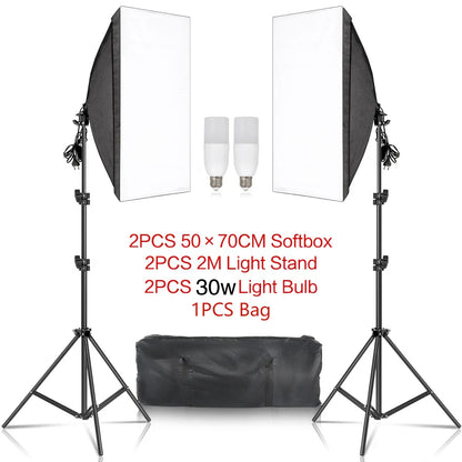 30W-40W Photography Softbox Lighting Kit – 50x70CM Continuous Soft Light for Studio and Portrait Shooting