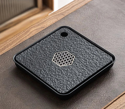 Mimicking Ugjin Stone Tea Tray – Heat-Resistant & Insulated Water Drain Tray for Tea Ceremony Storage