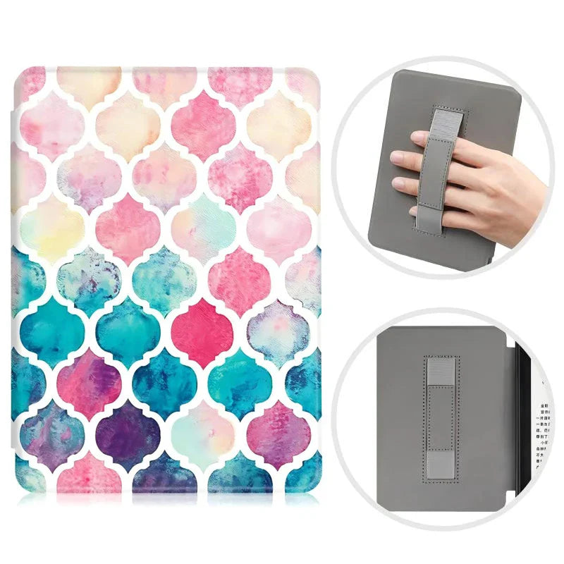 6" Kindle 11th Generation 2024 Case | PU Leather Ebook Cover with Hand Strap & Auto Wake Sleep