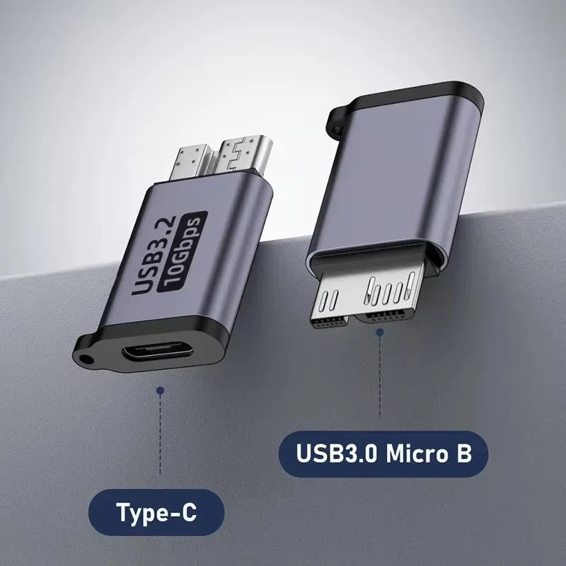 USB-C 3.0 to Micro B Adapter – Type-C Female to Micro B Male Connector for External Hard Drives, Samsung S5 & Laptop Devices