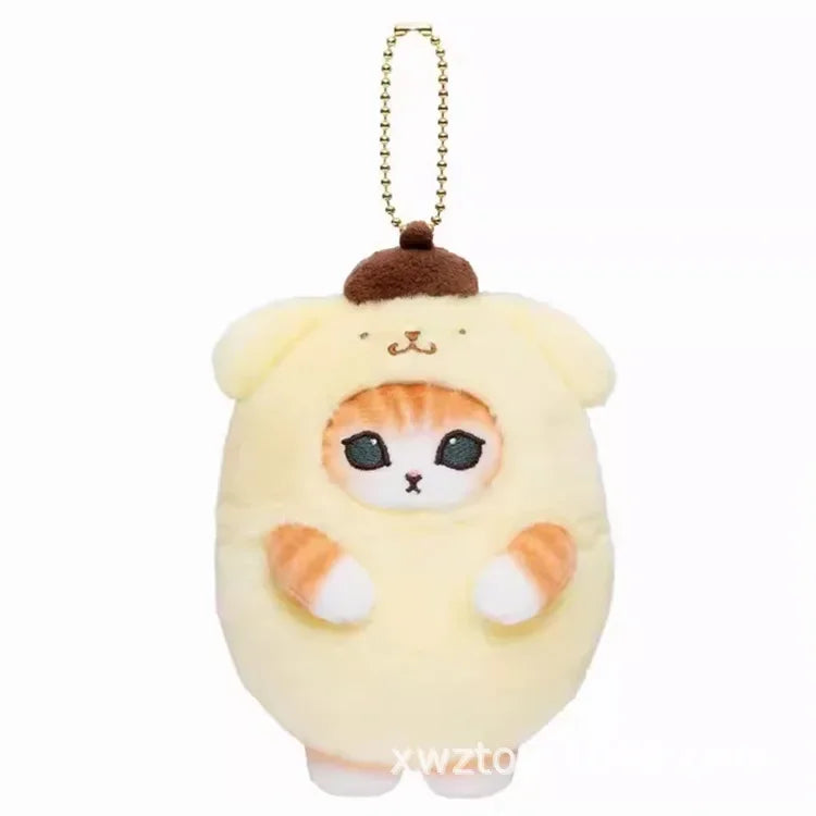 Hot Kawaii Plush Keychain Pendant — Mofusand Shark Cat & Cross-Dressing Hello Kitty/Kuromi Backpack Charm