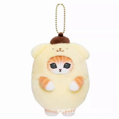 Hot Kawaii Plush Keychain Pendant — Mofusand Shark Cat & Cross-Dressing Hello Kitty/Kuromi Backpack Charm
