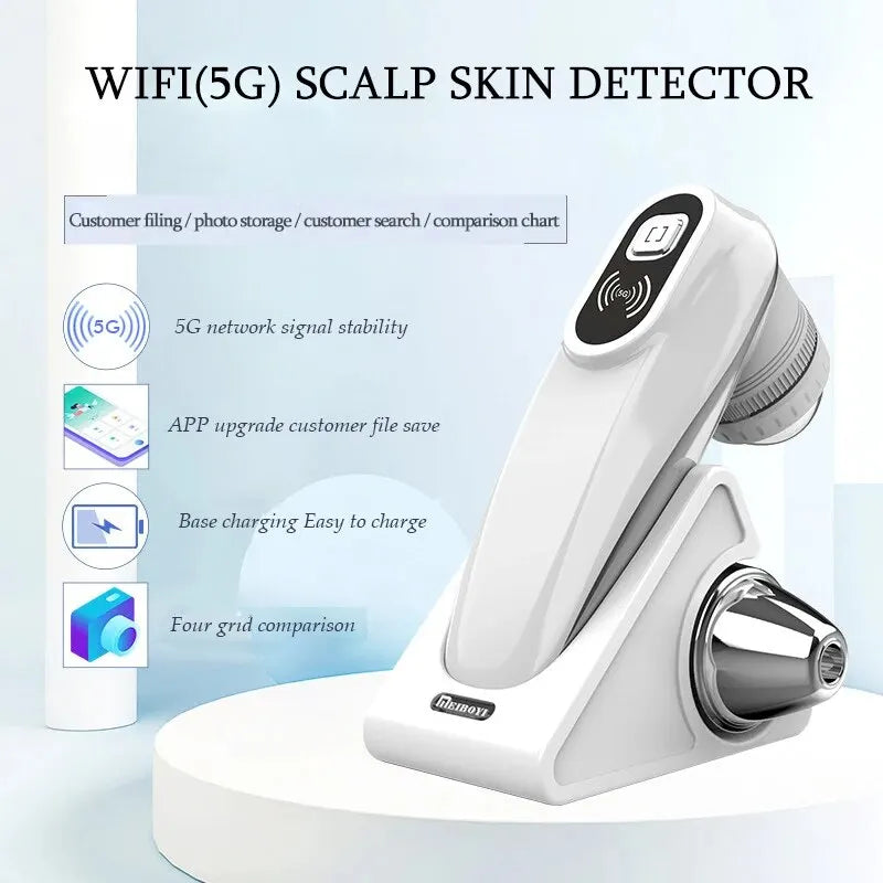 New WiFi HD 5G Scalp & Skin Hair Follicle Detector - Professional 50X/200X Rechargeable UV Skin Analyzer Magnifier