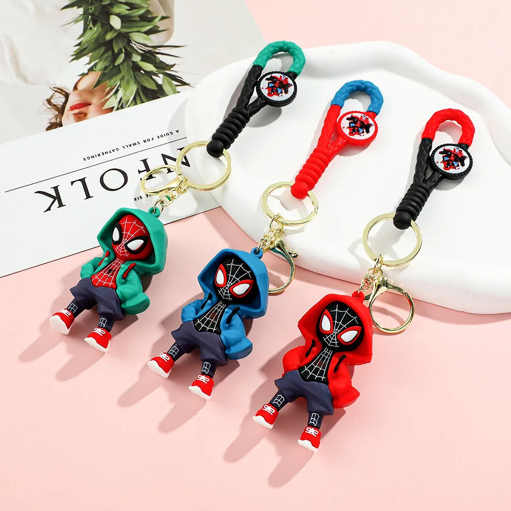 Marvel Spider-Man Action Figure Keychain — Cute Avengers Doll Widget with Iron Man & Captain America for Birthday Gifts